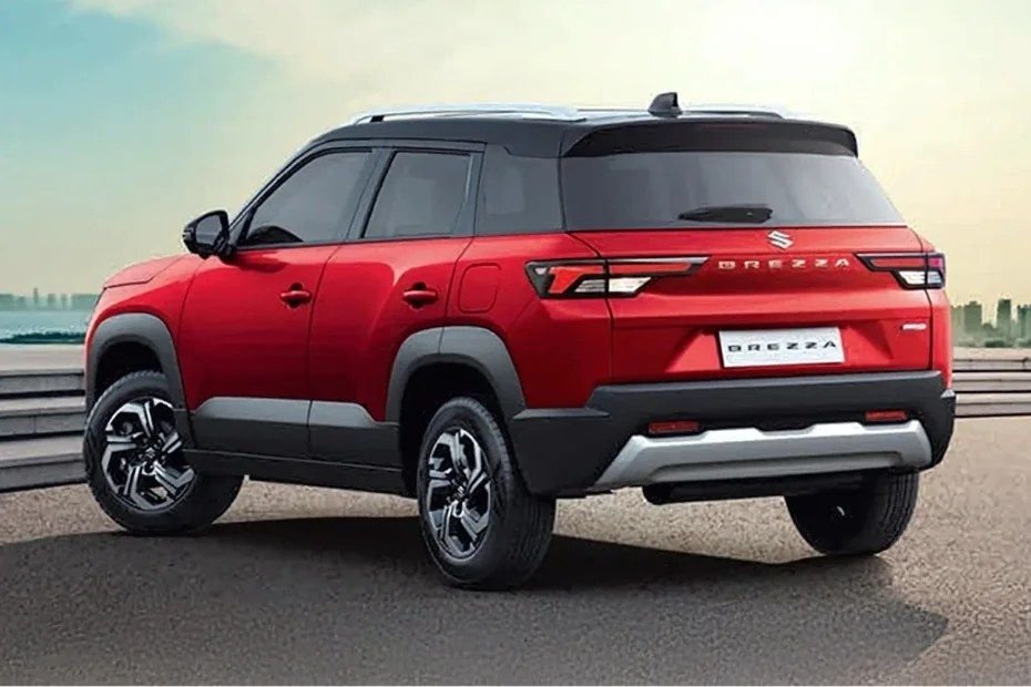 2026 Maruti Brezza rear three-quarter shot