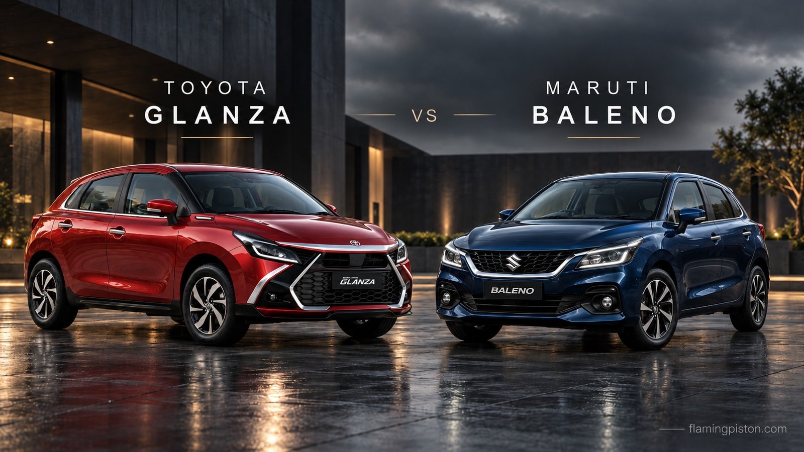 Toyota Glanza and Maruti Baleno comparison illustration